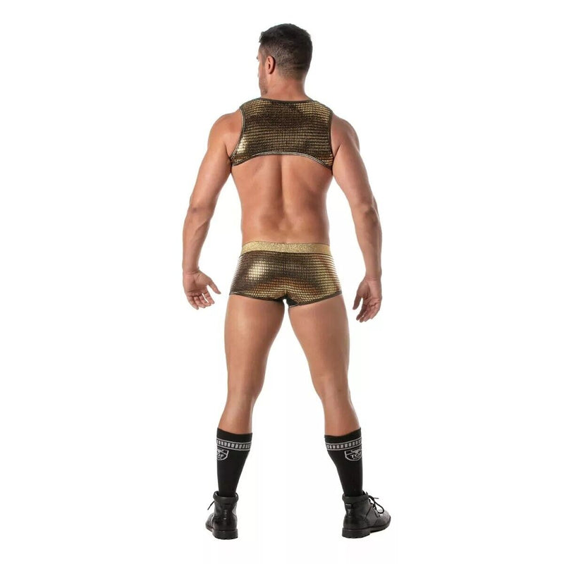 TOF PARIS Glitter Zipped Harness Deep Pocket Crop - Top Lurex Trim Gold 534