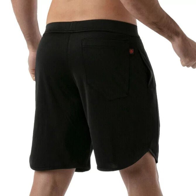 TOF PARIS Gym Long Sports Short With Antibacterial +50 UV Protection Black 122