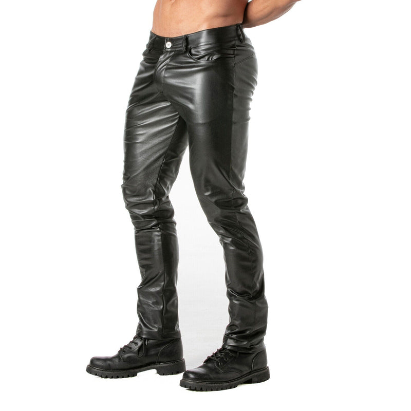 TOF PARIS Kinky Pants Low-Waisted Slim Fit Trousers Leather Look Suedette Lining