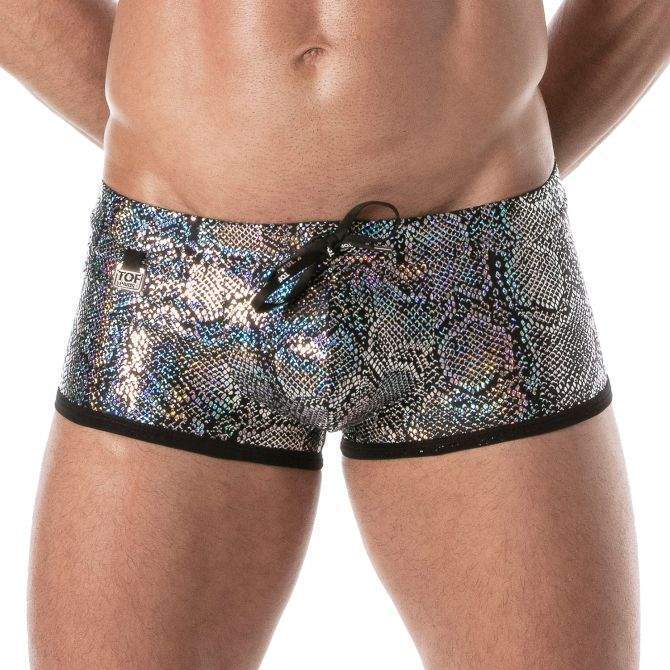 TOF PARIS Low-waisted Swimwear Splendid Shorty Swim Trunks Silver