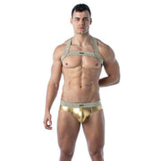 TOF PARIS Lurex H-Harness Magic Elasticated Party H-Shaped in Shiny Gold