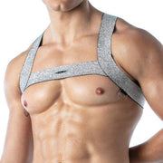 TOF PARIS Lurex H-Harness Magic Elasticated Party H-Shaped in Shiny Silver