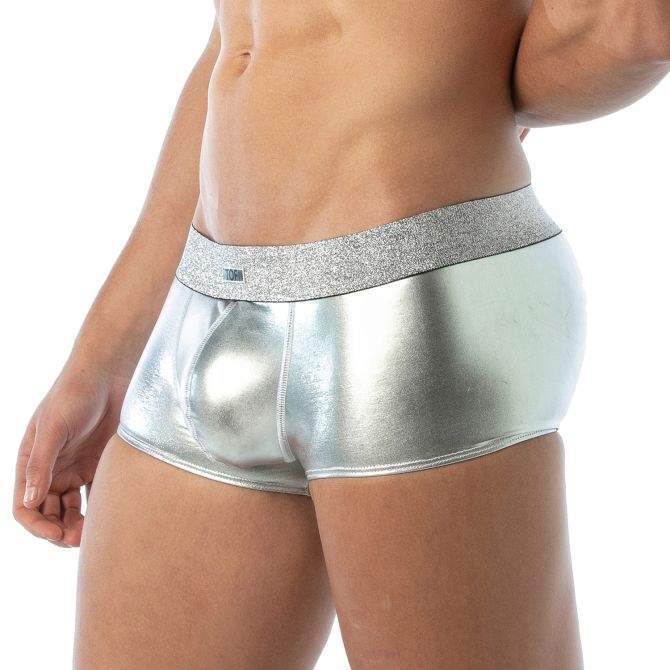 TOF PARIS Magic Trunks Laminated Microfiber Lurex Waistband Silver Boxer