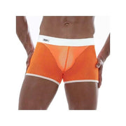 TOF PARIS Mesh Shorts Low - rise Boxer Short Unlined Fishnets in Orange Neon 171