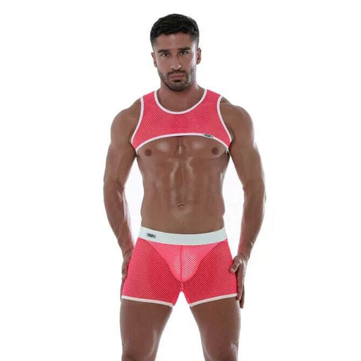 TOF PARIS Mesh Shorts Low - rise Boxer Short Unlined Fishnets Neon Pink 172