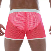 TOF PARIS Mesh Shorts Low - rise Boxer Short Unlined Fishnets Neon Pink 173