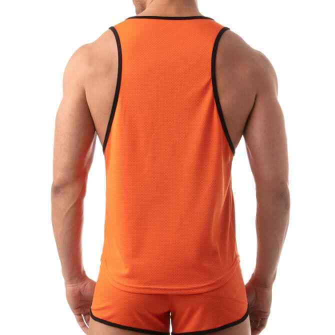 TOF PARIS Mesh Tank Top Lightweight Flared-Cut Classy Sporty Tank Orange 12