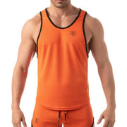TOF PARIS Mesh Tank Top Lightweight Flared - Cut Classy Sporty Tank Orange 122