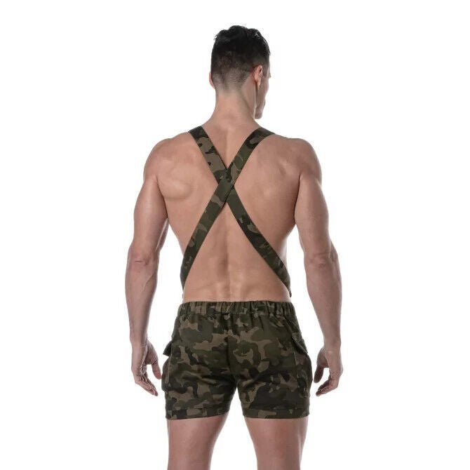 TOF PARIS Military Cargo Shorts 3 - in - 1 Adjustable Straps Overalls Short Army4