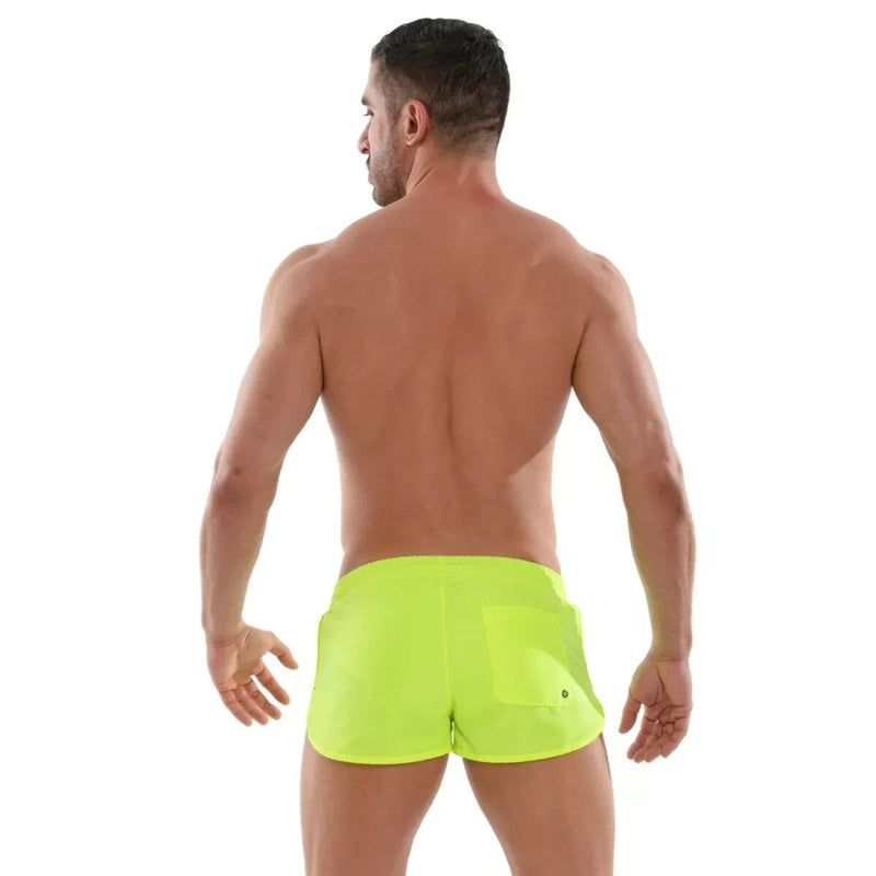 TOF PARIS Neon Mini Swim Shorts Fitted Cut Inner Mesh Fluorescent Yellow 264