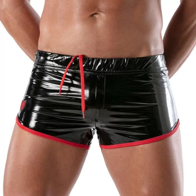TOF PARIS Short Stretch Vinyl Mini - Shorts Low Rise Black/Red 212