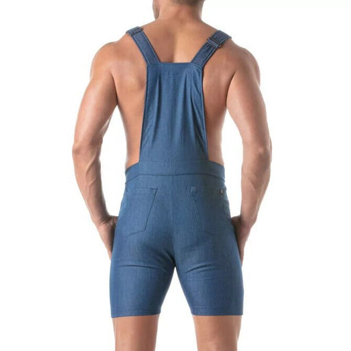 TOF PARIS Singlet Short Lightweight Denim Overalls Shorts Adjustable Straps Blue2