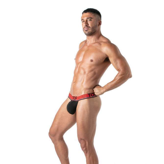 TOF PARIS Stringless Thong Champion Soft Cotton Robust Jaquard Waistband Black