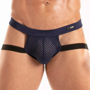TOF PARIS Temptation Jock Stretchy Microfiber Breathable Front Pouch Navy 952