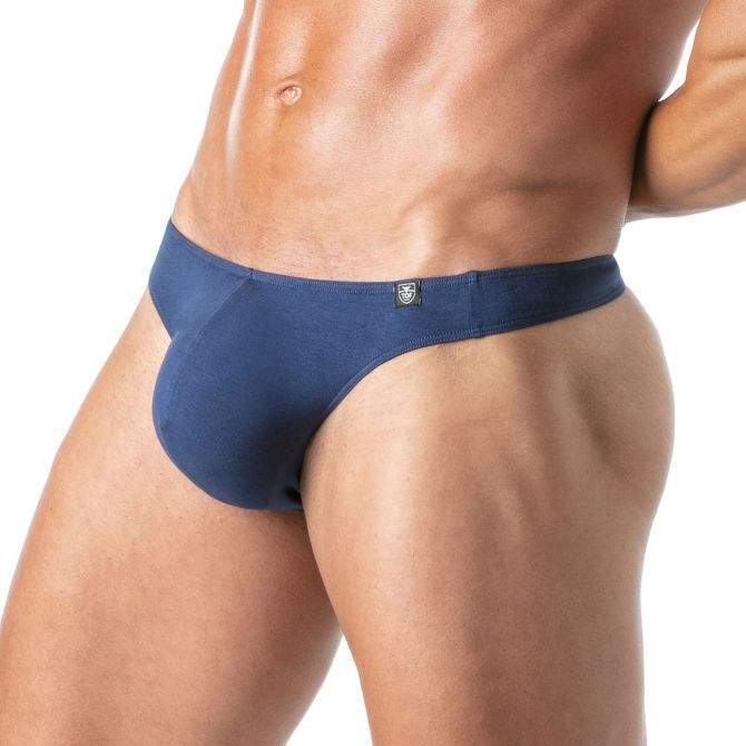 TOF PARIS Thongs Champion Bi-Stretch Unlined Thong Shaped Pouch Navy