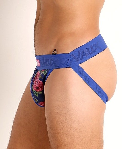 XL - VAUX VX2 NEOPRENE ZIPPER JOCKSTRAP FLORAL BLUE 4