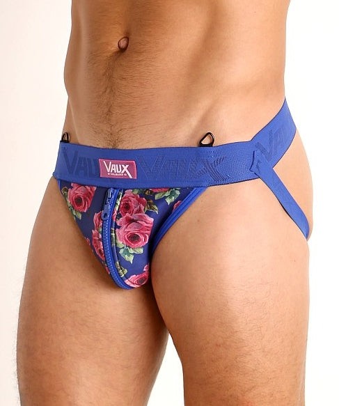 XL - VAUX VX2 NEOPRENE ZIPPER JOCKSTRAP FLORAL BLUE 4