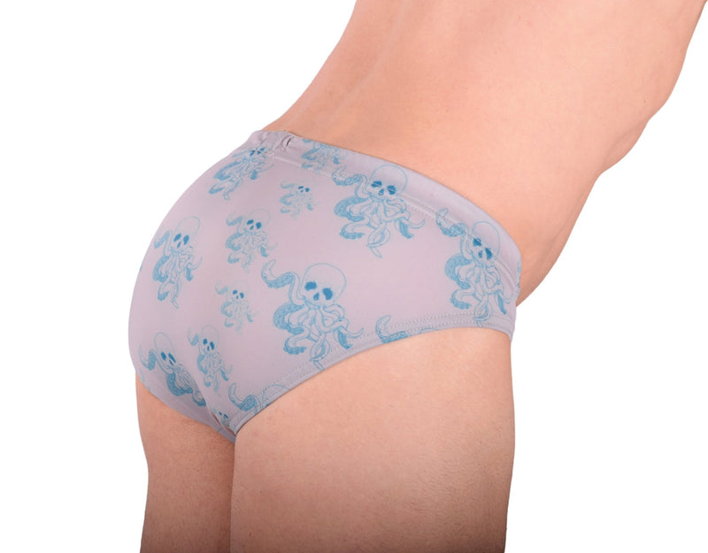 XS SMU Briefs Octopuss SKULLS Peekaboo Removable Leather Pouch H27