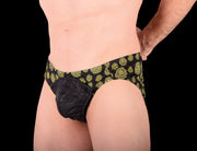 XS SMU King SKULLS Peekaboo Removable Leather Pouch Brief H23