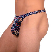 XS SMU Sexy Dark Blue Floral Explosion Thong 33650 MX142