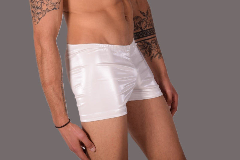 XS/S SMU Mens Faux Leather Look Hipster Underwear Snow White 43154 MX125