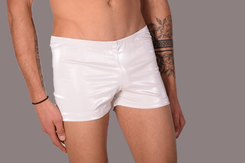 XS/S SMU Mens Faux Leather Look Hipster Underwear Snow White 43154 MX122