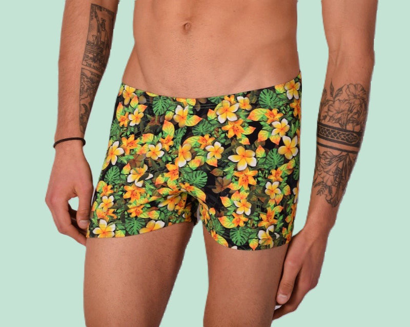 XS/S SMU Mens Swim Hipster Underwear FLOWERS 43130 MX124