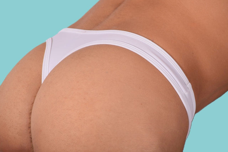 XS/S SMU Mens Swim Tan Thong White 33402 MX116