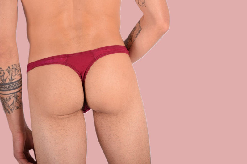 XS/S SMU Mens Underwear Sheer Thong Burgundy 33362 MX115