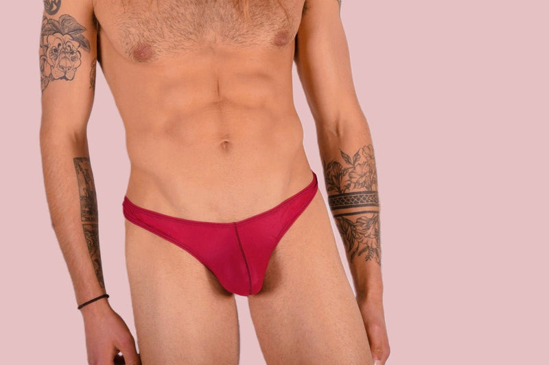 XS/S SMU Mens Underwear Sheer Thong Burgundy 33362 MX112