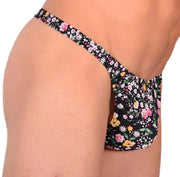 XS/S SMU Sensual Floral Explosion Black Thong 33530 MX136