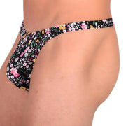 XS/S SMU Sensual Floral Explosion Black Thong 33530 MX131