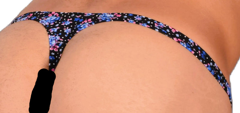 XS/S SMU Sexy Deep Blue Floral Explosion Thong 33653 MX146