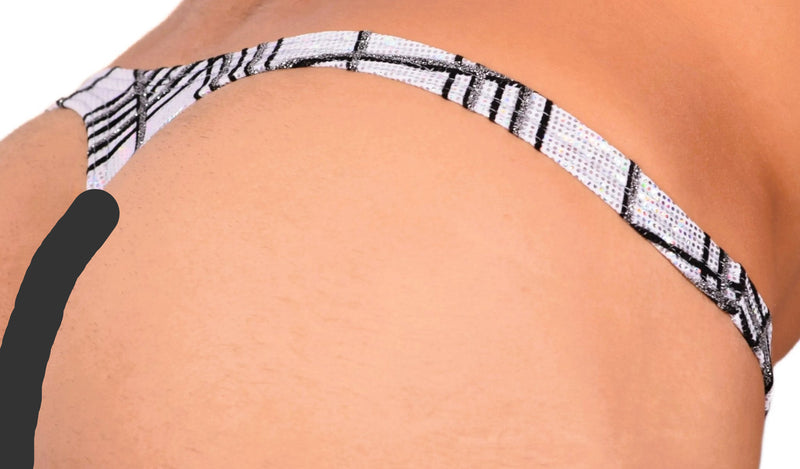 XS/S SMU Sexy Party Silver/Black Thong 33641 MX146