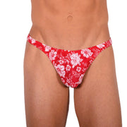 XS/S SMU Tanning Walking around Floral Red Thong MX19 340511
