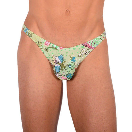 XS/S SMU Tanning Walking around Green Floral Thongs MX20 340631