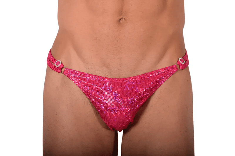 XS/S SMU Thong Rhinestones Splash Pinkish 28'' 30'' Waist MX10 100598a1