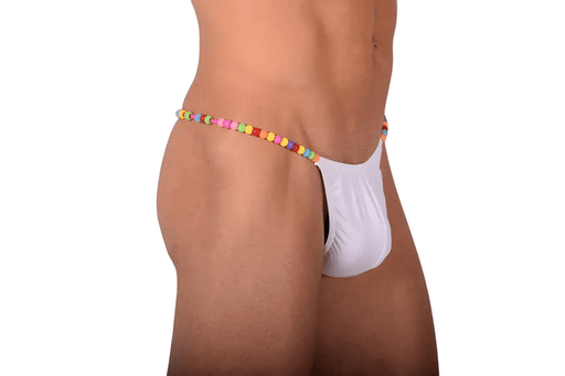 XS/S/M SMU White Thong colorful decoration 28''32'' Waist MX10 1005572