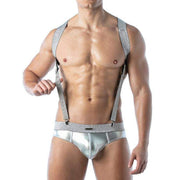 1 TOF PARIS Adjustable Suspender Only in Lurex MAGIC With Press studs O/S Silver - SexyMenUnderwear.com