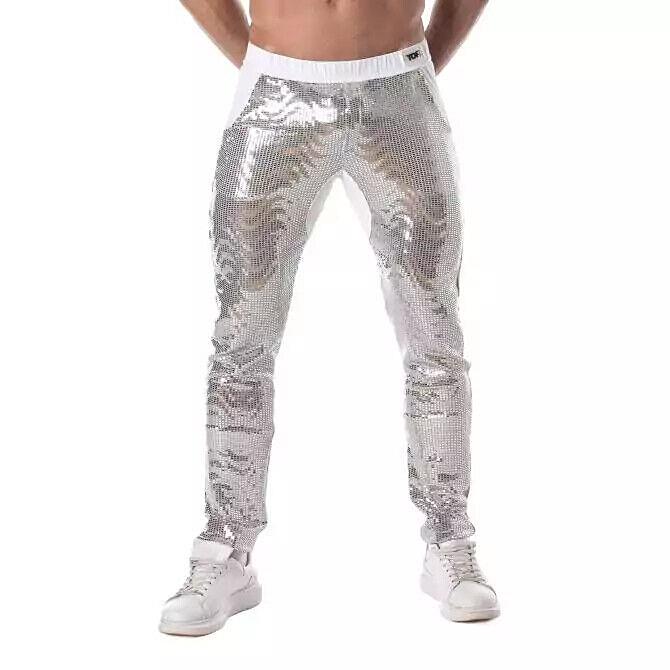 TOF PARIS Pants Glitter Low-Rise Sequin Pant 2-Spacious Pockets Silver 49