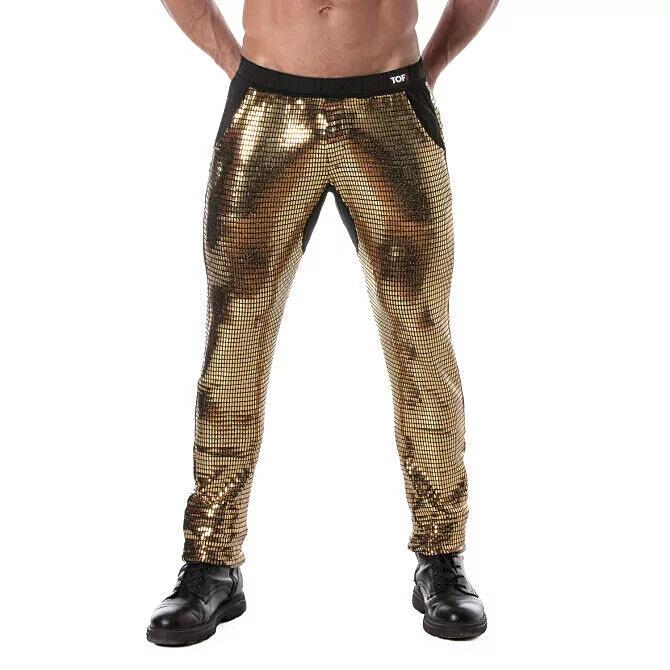 TOF PARIS Pants Glitter Low-Rise Sequin Pant 2-Spacious Pockets Gold 49