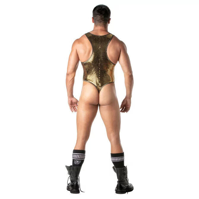 TOF PARIS Glitter Thong Bodysuit With Lurex Edges Singlet Shiny Gold 20