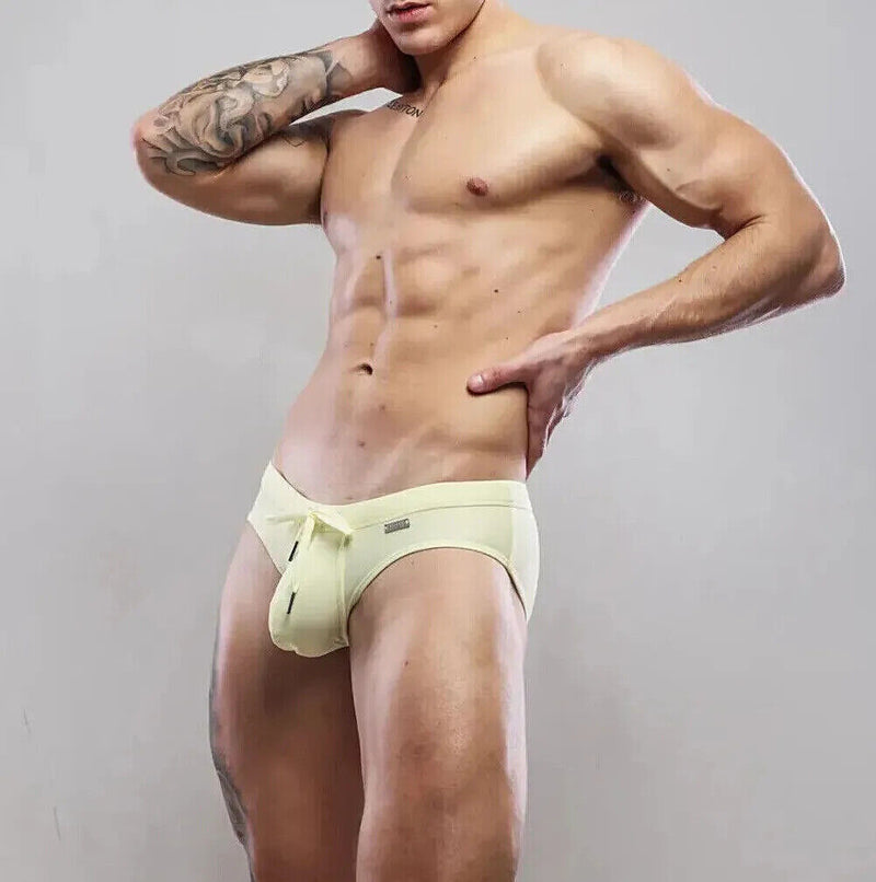 SUKREW Swim Briefs Torrent Rounded Contour Pouch Lined Swimwear Lemon Sorbet 35