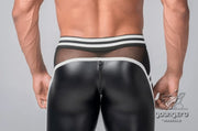 2XL MASKULO Leggings Youngero Y Back Zipped Men Legging Neon-White LG112-80 27 - SexyMenUnderwear.com