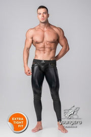 2XL MASKULO Youngero Y Back Zipped Legging Black LG112-90 27 - SexyMenUnderwear.com