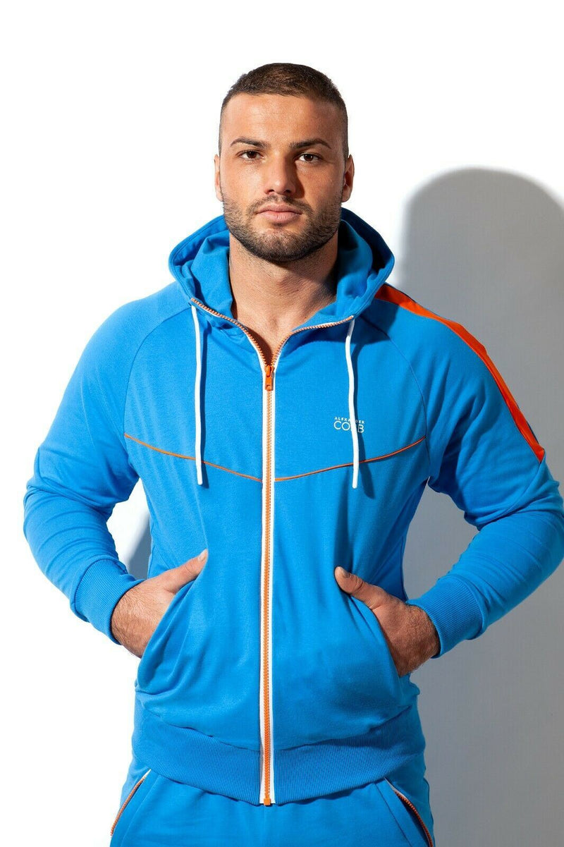 ALEXANDER COBB Athletic Jacket Hoodie & Zipper Extra Soft Blue Hoody 1 - SexyMenUnderwear.com