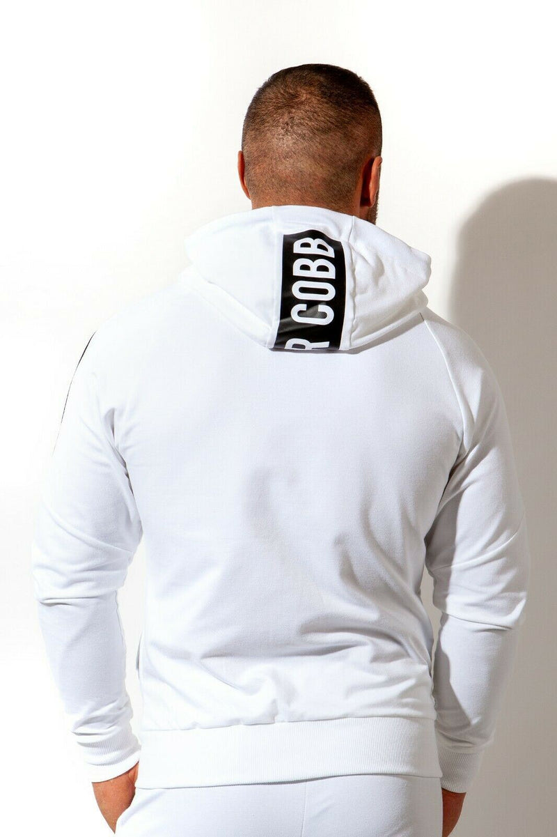 ALEXANDER COBB Cotton Jacket Hoodie With Zipper Super Soft White & Black 4 - SexyMenUnderwear.com