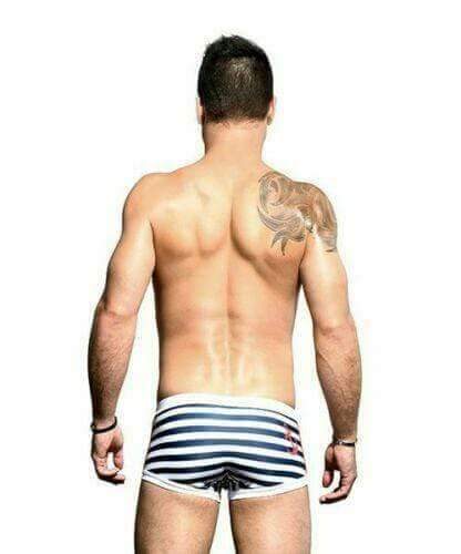 Andrew Christian XS Andrew Christian Boxer Sailor Trunk long Boxers Navy & White XS 7681 20