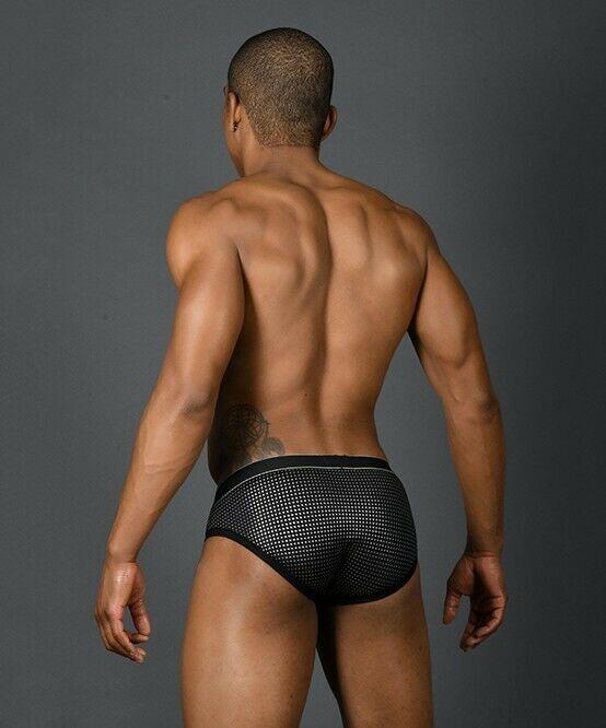 XS Andrew Christian Brief Massive Glam Briefs Silver Slips Homme Black 91288 7