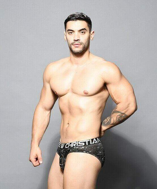 XS Andrew Christian Brief Starlight Briefs w/ Almost Naked Slip Black 91665 65